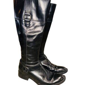 Born Black Genuine Leather Knee-High Riding Boots Preppy Old Money Womens 6.5